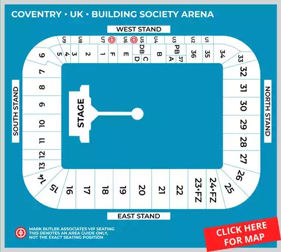 Seating map for Take That Coventry Building Society Arena, Saturday 6th June 2026 Premium VIP Hospitality
